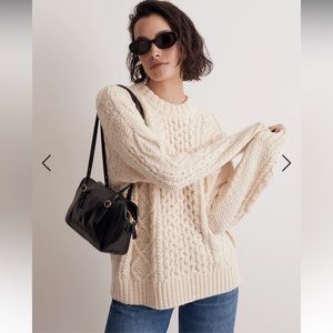 NWT Madewell Cable-Knit Oversized Wool Blend Sweater in Cream/Ivory - XL